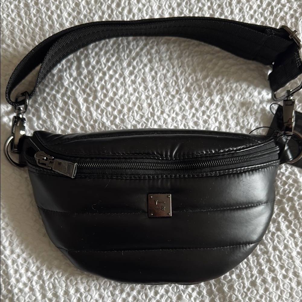 Black Quilted Belt Bag NWT